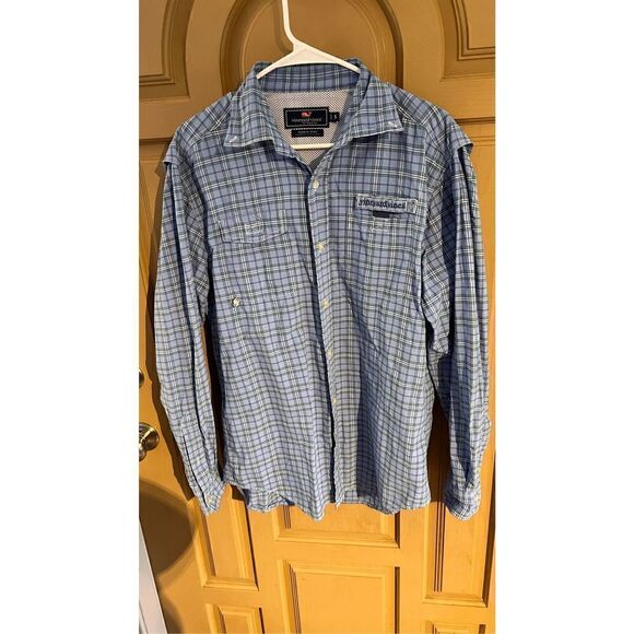 Vineyard Vines Men's Plaid Long Sleeve Button Down Harbor Shirt Blue Size Small - Picture 1 of 9